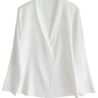Satin V-Ausschnitt Bluse