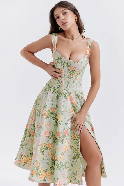WW | Gedrucktes Blumenkleid Korsettmodell