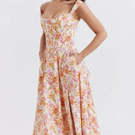 WW | Gedrucktes Blumenkleid Korsettmodell