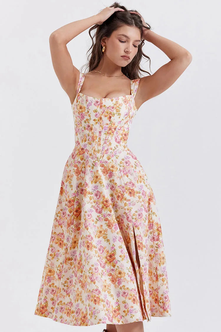 WW | Gedrucktes Blumenkleid Korsettmodell