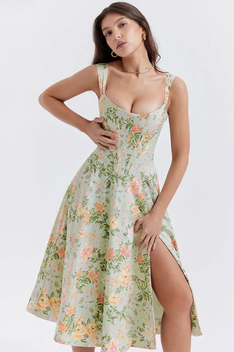 WW | Gedrucktes Blumenkleid Korsettmodell