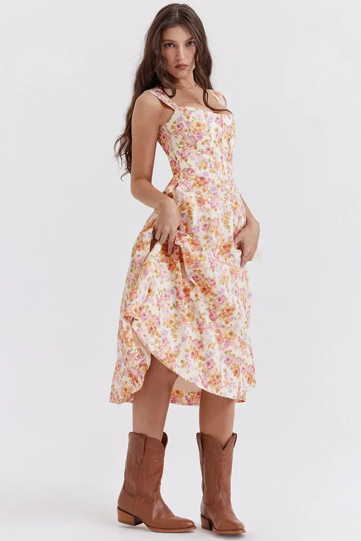 W&W Mode | Gedrucktes Blumenkleid Korsettmodell
