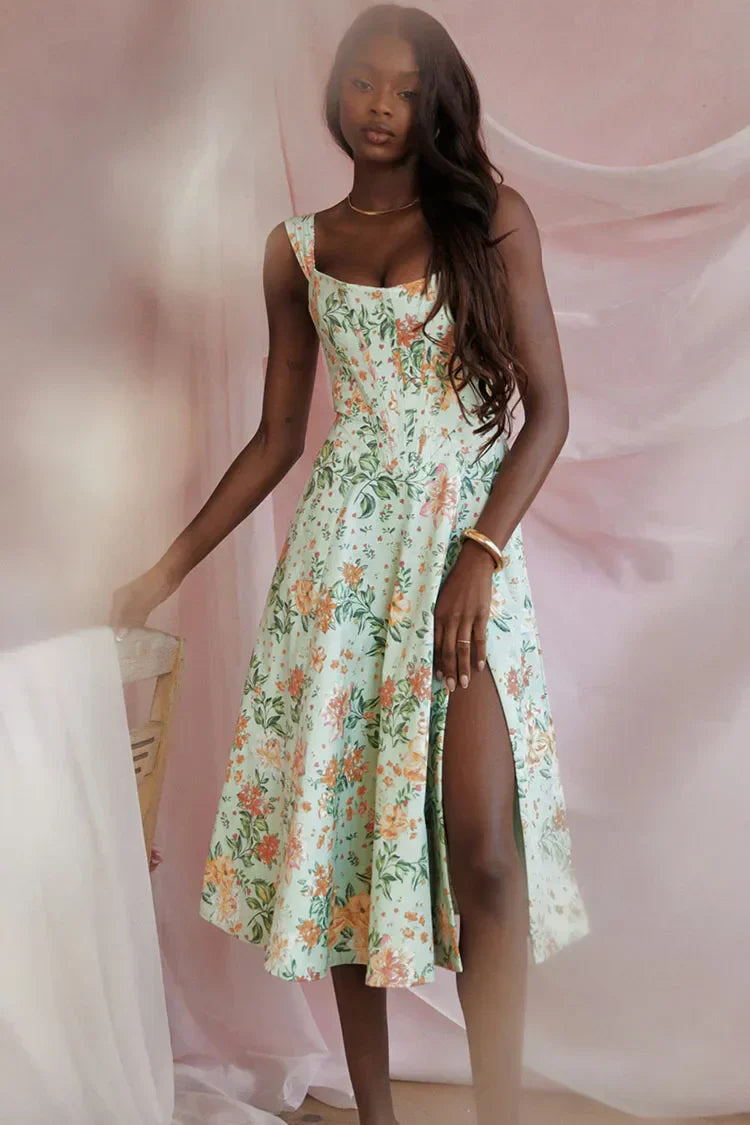 WW | Gedrucktes Blumenkleid Korsettmodell