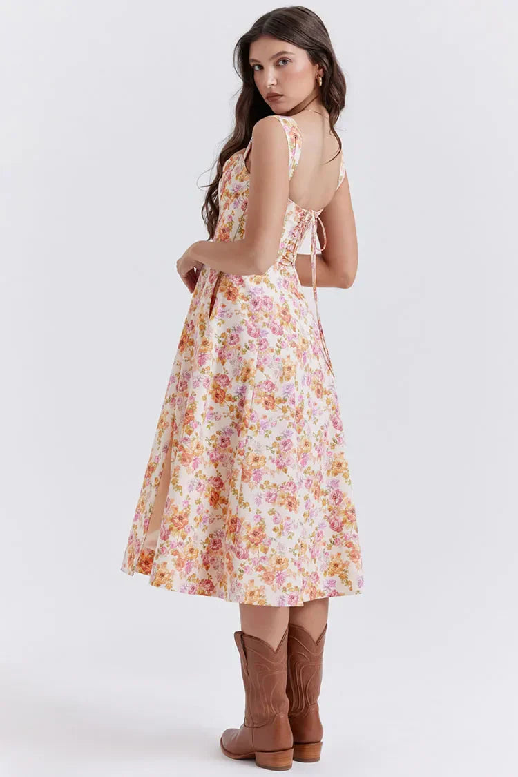 WW | Gedrucktes Blumenkleid Korsettmodell