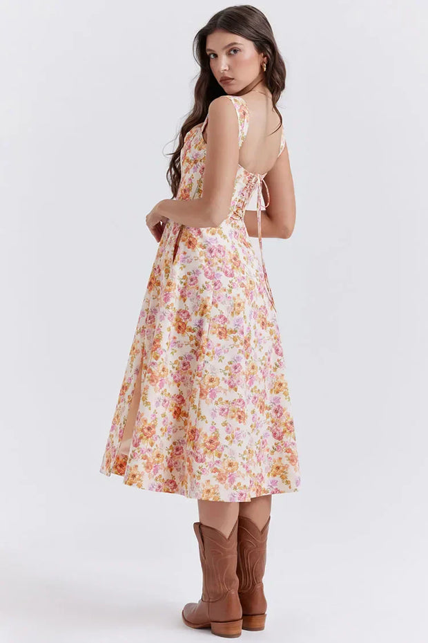 WW | Gedrucktes Blumenkleid Korsettmodell