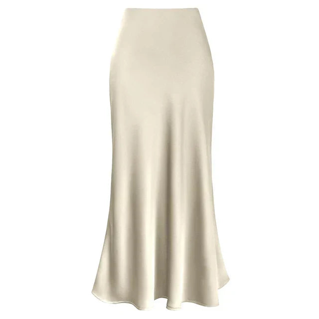 WW | Mode Langer Glänzender Satin Rock