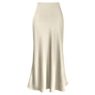 WW | Mode Langer Glänzender Satin Rock