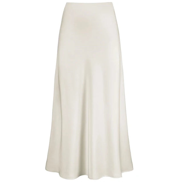 WW | Mode Langer Glänzender Satin Rock