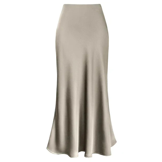 WW | Mode Langer Glänzender Satin Rock