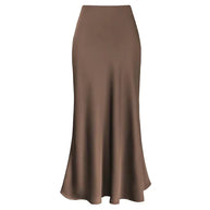 WW | Mode Langer Glänzender Satin Rock