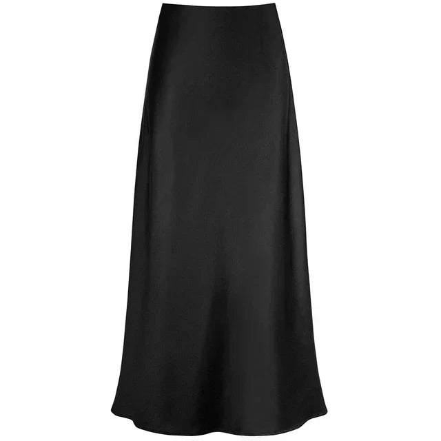 WW | Mode Langer Glänzender Satin Rock
