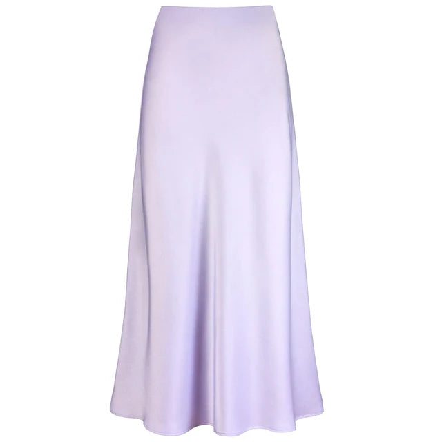 WW | Mode Langer Glänzender Satin Rock
