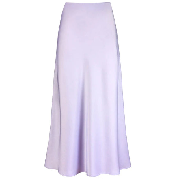 WW | Mode Langer Glänzender Satin Rock