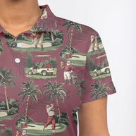 WW | Damen Bordeauxrot Santa Golf spielend Weihnachts Golf Polo Shirts