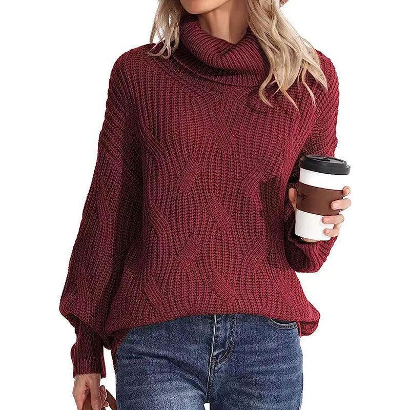 WW | Pullover - Damen Winter Kabelstrick Rollkragenpullover