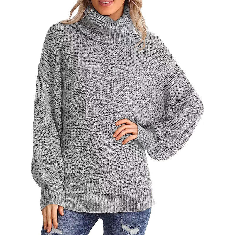 WW | Pullover - Damen Winter Kabelstrick Rollkragenpullover