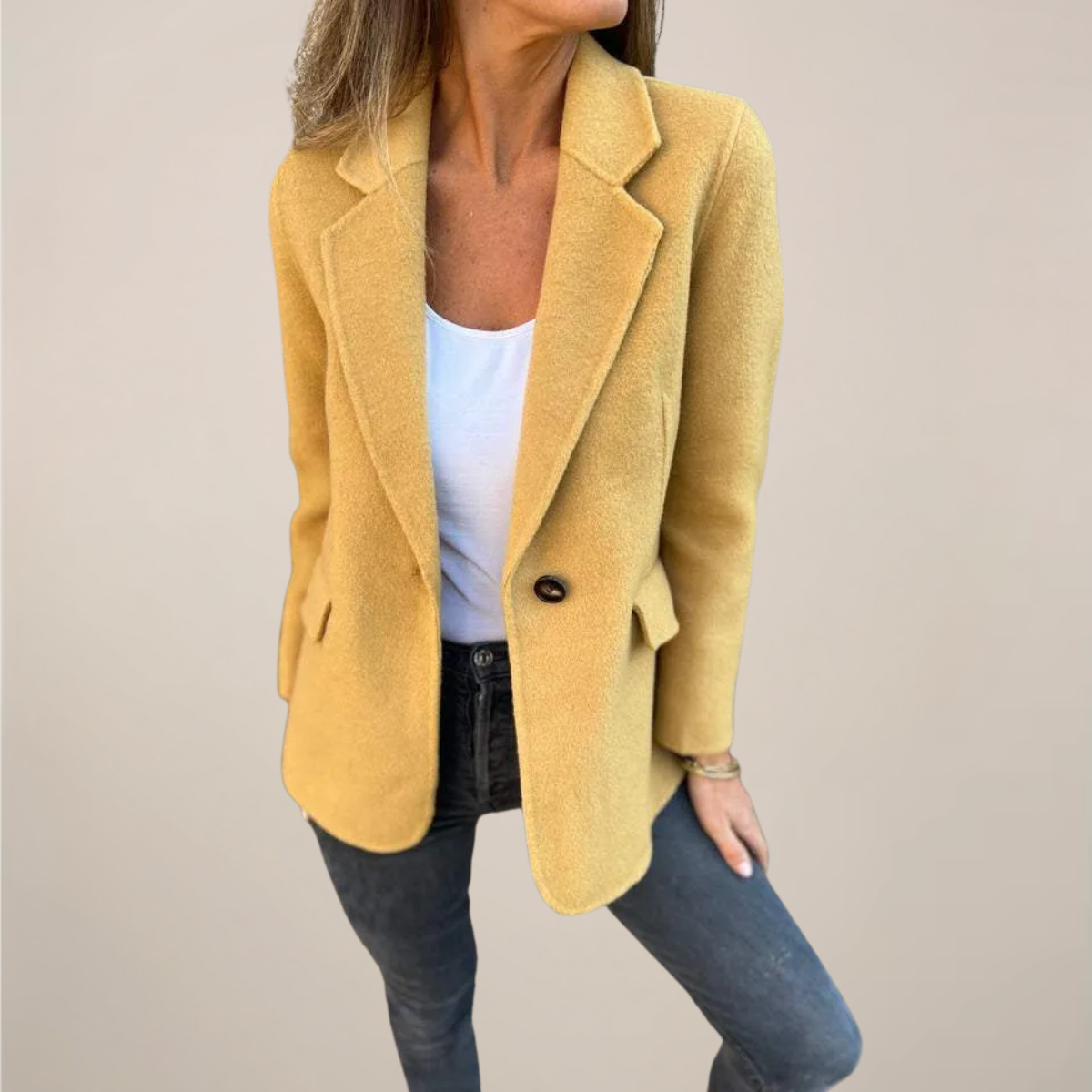 WW | Damen Tailliertes Blazer Jacke Revers Stil
