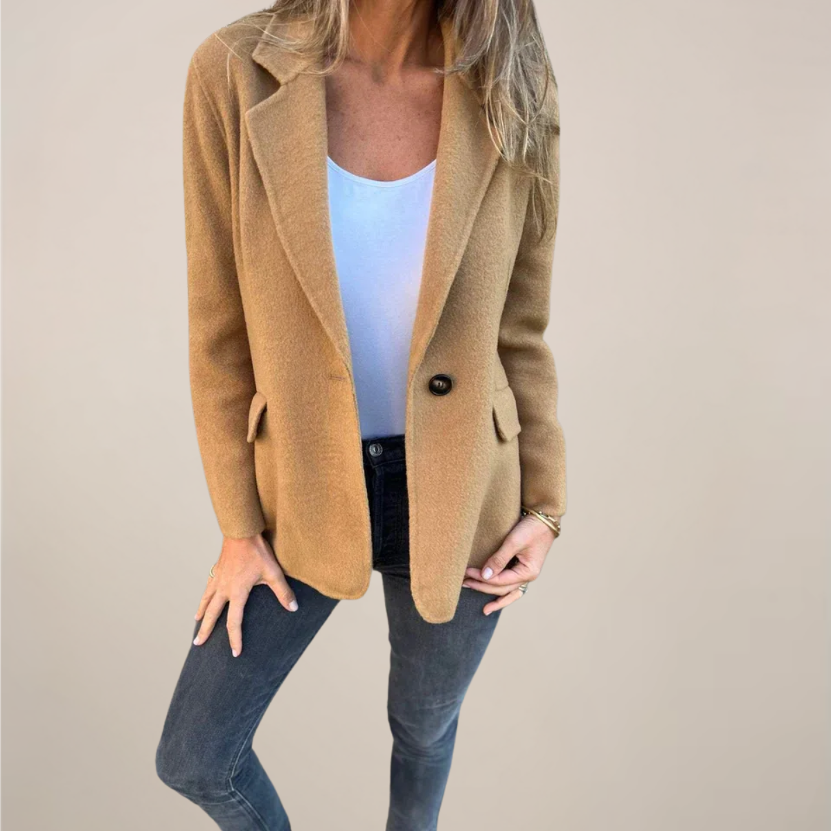 WW | Damen Tailliertes Blazer Jacke Revers Stil