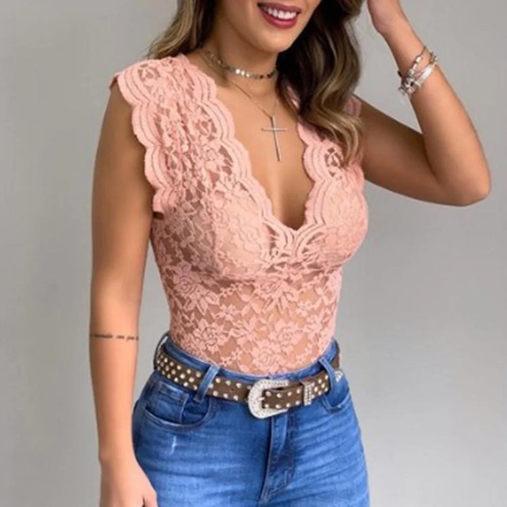 W&W Mode | Elegante V-ausschnitt Spitzenoberteil Für Damen