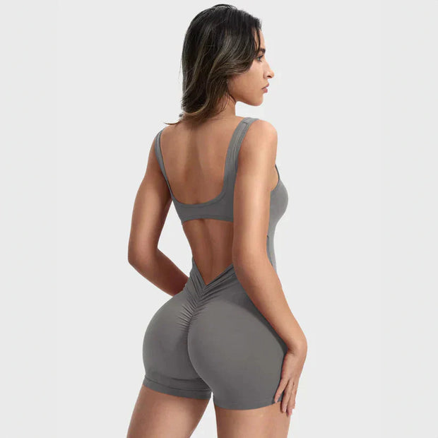 WW | Ärmellos Scrunch Bum Kurzer Jumpsuit Jumpsuit Fitnessbekleidung