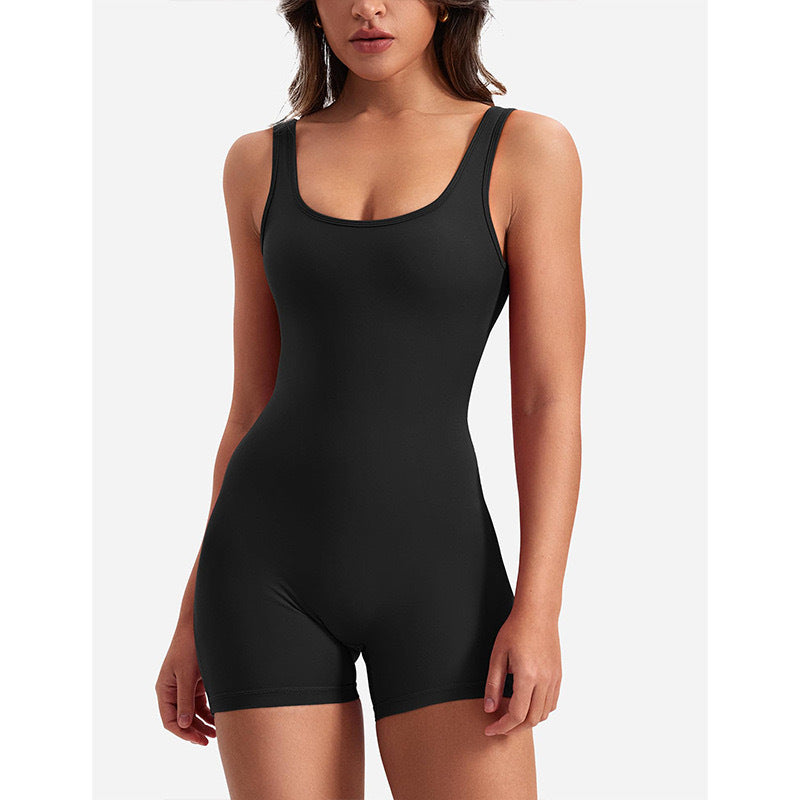 WW | Ärmellos Scrunch Bum Kurzer Jumpsuit Jumpsuit Fitnessbekleidung