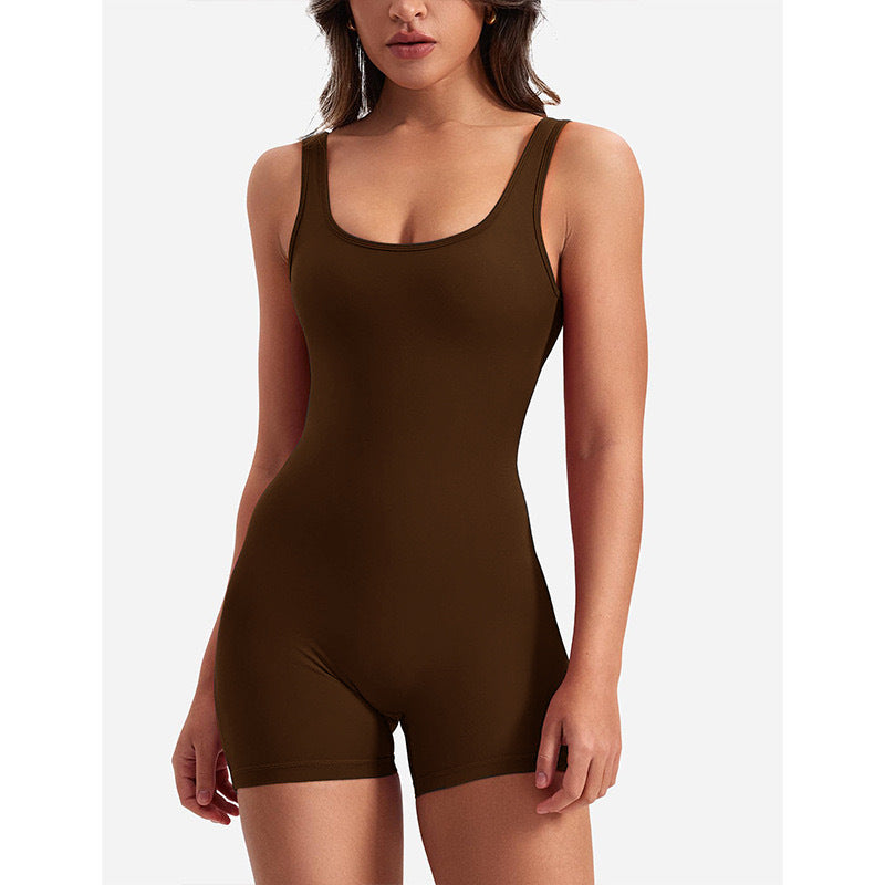 WW | Ärmellos Scrunch Bum Kurzer Jumpsuit Jumpsuit Fitnessbekleidung