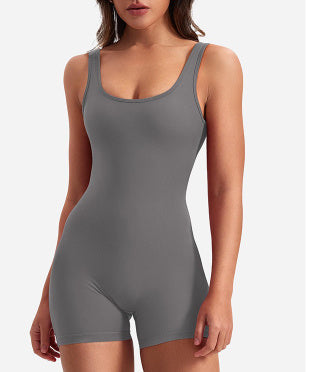 WW | Ärmellos Scrunch Bum Kurzer Jumpsuit Jumpsuit Fitnessbekleidung