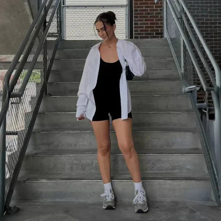 W&W Mode | Ärmellos Scrunch Bum Kurzer Jumpsuit Jumpsuit Fitnessbekleidung
