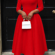 3/4-Ärmel Swing-Kleid