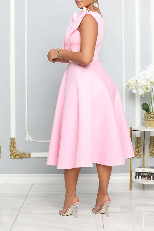 W&W Mode | One Shoulder Midi Kleid Elegante A-linie Passform Skulpturierte Details Festliche Kleidung