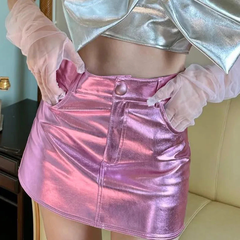W&W Mode - Leuchtender Minirock im Metallic-Look