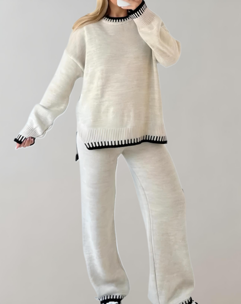 WW | Zweiteiliges Set Mit Strickoberteil Und Weiten Hosen
