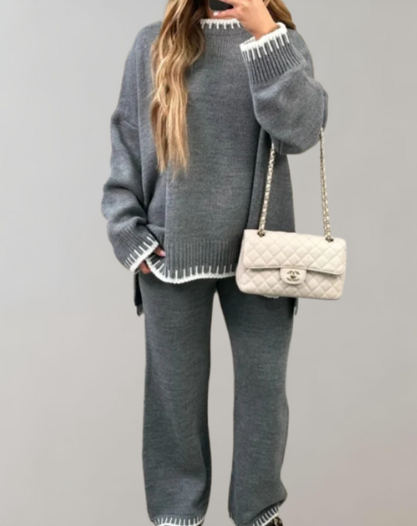 WW | Zweiteiliges Set Mit Strickoberteil Und Weiten Hosen