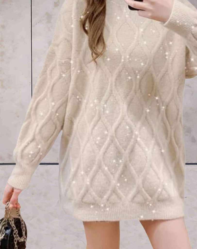WW | Eleganter Gestrickter Pullover Mit Rundhalsausschnitt Und Glitzer