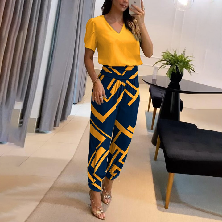 W&W Mode | Stilvoller Bedruckter Jumpsuit Mit V-ausschnitt Für Damen