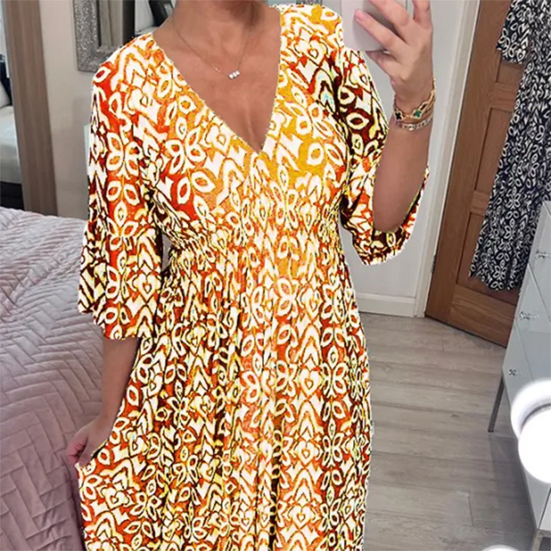 WW | Ungezwungenes V-Ausschnitt Maxikleid