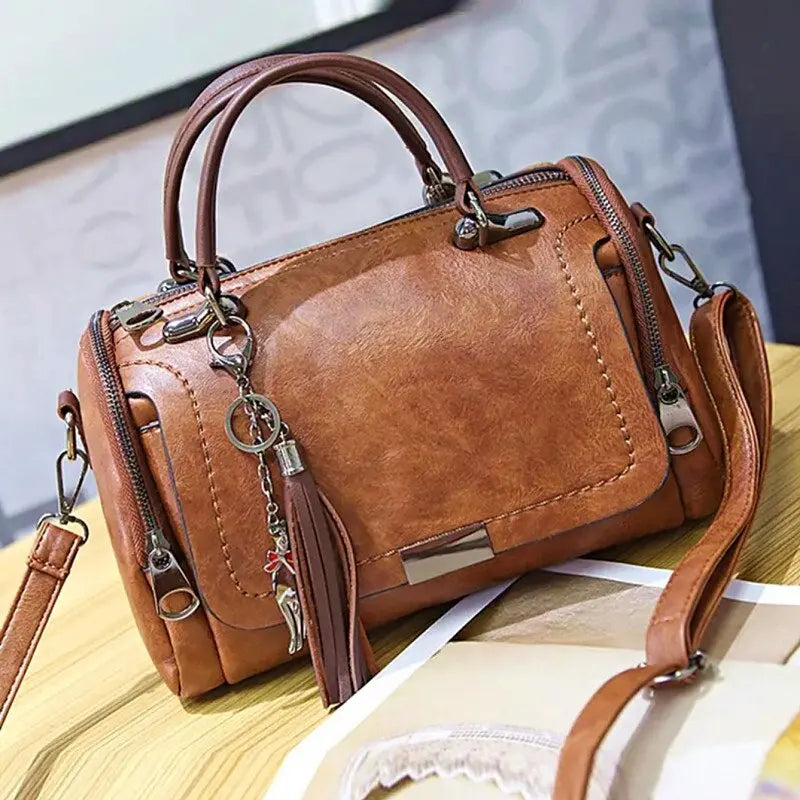 WW – Damen-Schultertasche mit Quasten-Dekor: großes Fassungsvermögen, modisches Design