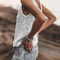 WW | Glänzendes Ärmelloses Damen Top Für Stil Und Glamour