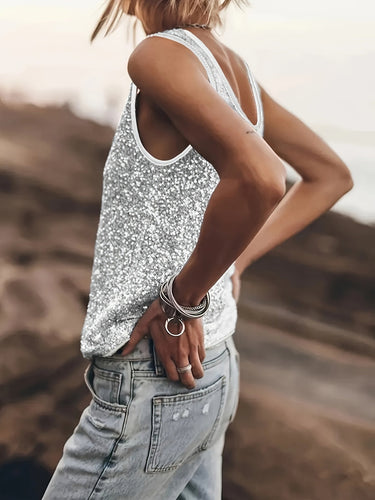 WW | Glänzendes Ärmelloses Damen Top Für Stil Und Glamour