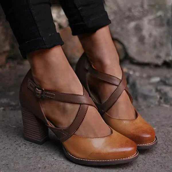 W&W Mode | Hellbraune Sommer Leder High Heels