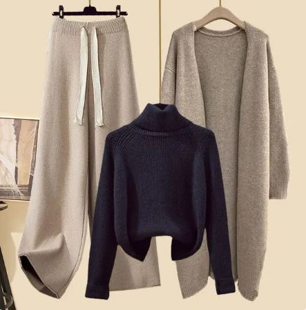 Damen-3-teiliges Set aus Oberteil, Hose und Blazer