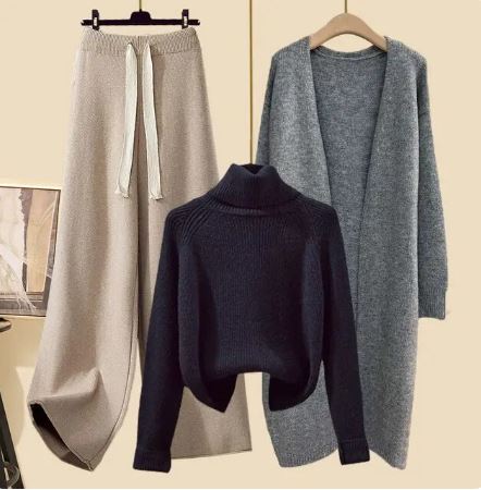 Damen-3-teiliges Set aus Oberteil, Hose und Blazer