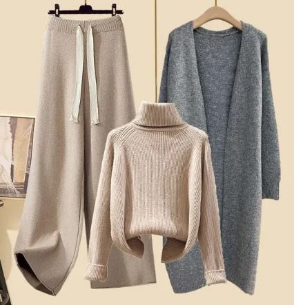 Damen-3-teiliges Set aus Oberteil, Hose und Blazer