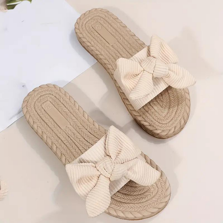 W&W Mode | Bowknot Pantoffeln Flache Slip-On Sandalen für Frauen