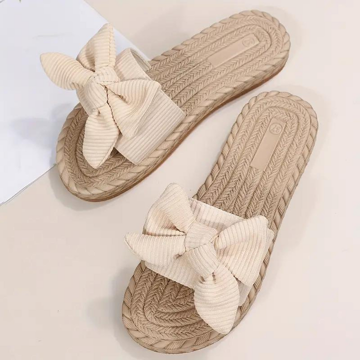 W&W Mode | Bowknot Pantoffeln Flache Slip-On Sandalen für Frauen