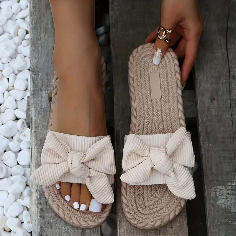 W&W Mode | Bowknot Pantoffeln Flache Slip-On Sandalen für Frauen