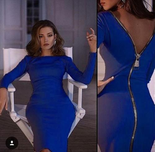Langärmeliges Damen-Bleistiftkleid mit Rückenreißverschluss