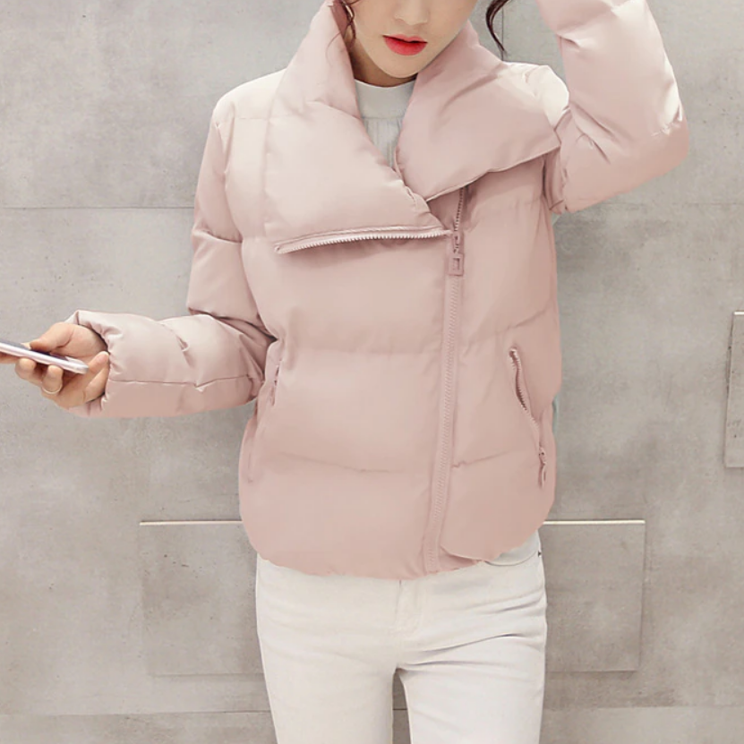 W&W Mode | Damen Winterjacke mit asymmetrischem Kragen