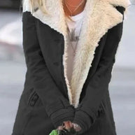 WW | und warme stilvolle Damenjacke mit luxuriösem Sherpa-Futter – bequeme lässige Winterjacke