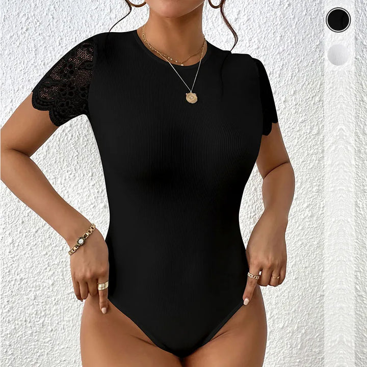 Damen rückenfreier Bodysuit mit Rundhalsausschnitt